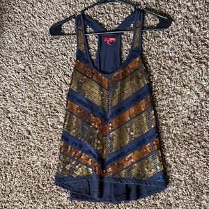BONGO Sparkling Navy and Gold Tank Top